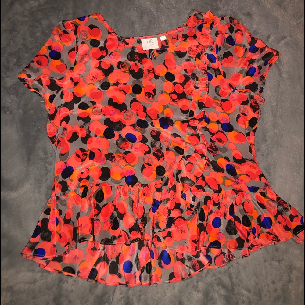 Red and orange flowy blouse